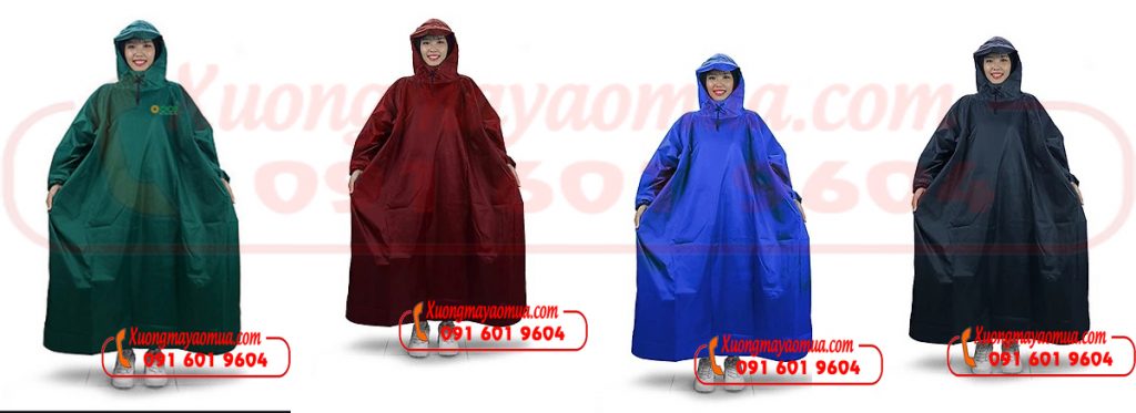 Xưởng may áo mưa bít hông in logo công ty giá rẻ
