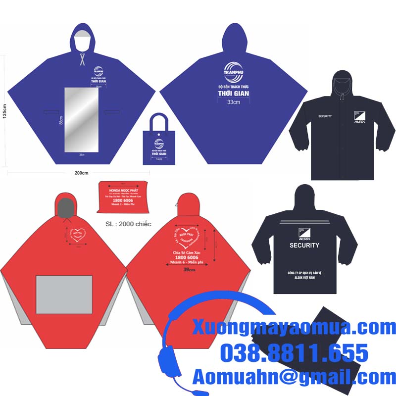 Xưởng chuyên may áo mưa in logo cung cấp cho các công ty, công đoàn